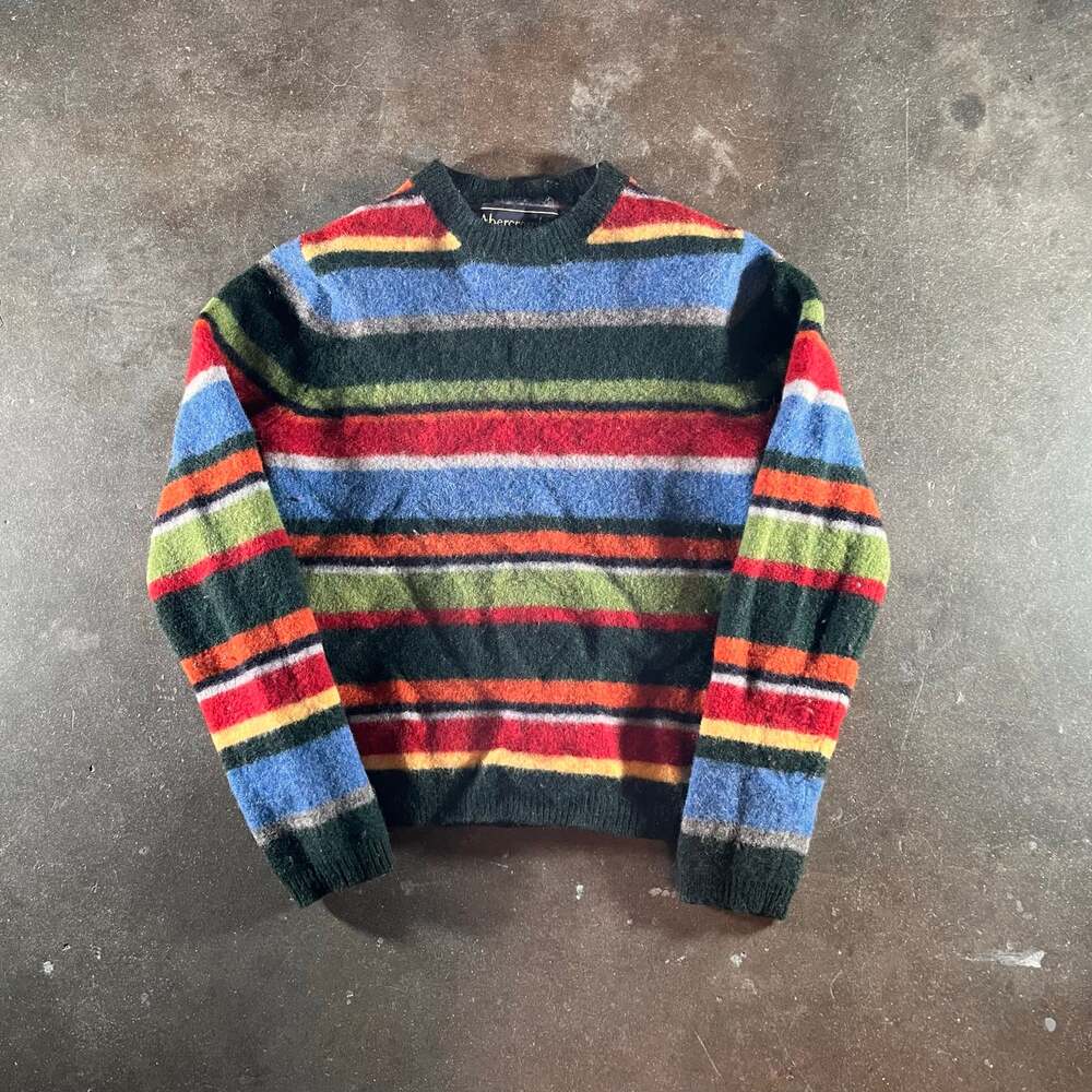 Abercrombie & Fitch colorfully striped 100% wool shrunken sweater womens Small